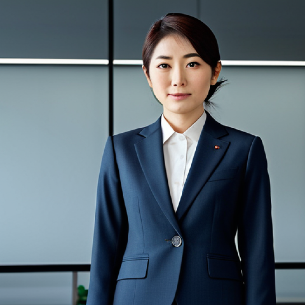 미디어 플래너의 크리에이티브 팀과 협업 - **

A professional Japanese businesswoman in a tailored business suit, standing confidently in a mod...