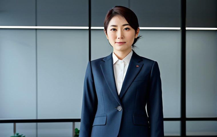 미디어 플래너의 크리에이티브 팀과 협업 - **

A professional Japanese businesswoman in a tailored business suit, standing confidently in a mod...
