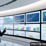 미디어 플래너가 알아야 할 광고 시장 용어 - A sleek, modern digital marketing office scene focused on data analysis and advertising metrics, fea...