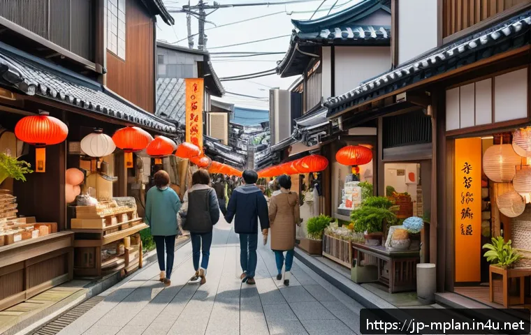 미디어 플래너의 지역 타겟팅 전략 - A vibrant local Japanese shopping street scene during daytime, featuring friendly shop owners engagi...